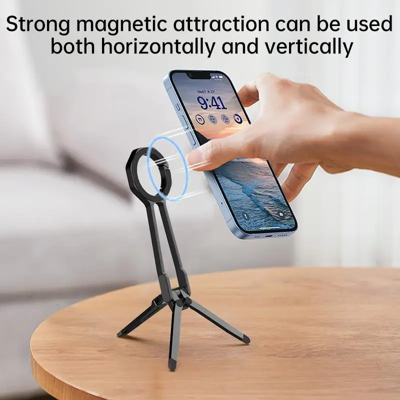 

High-quality Mobile Phone Magnetic Suction Triangular Stand With Spring Clip Portable Folding Cellphones Stand Phone Accessories