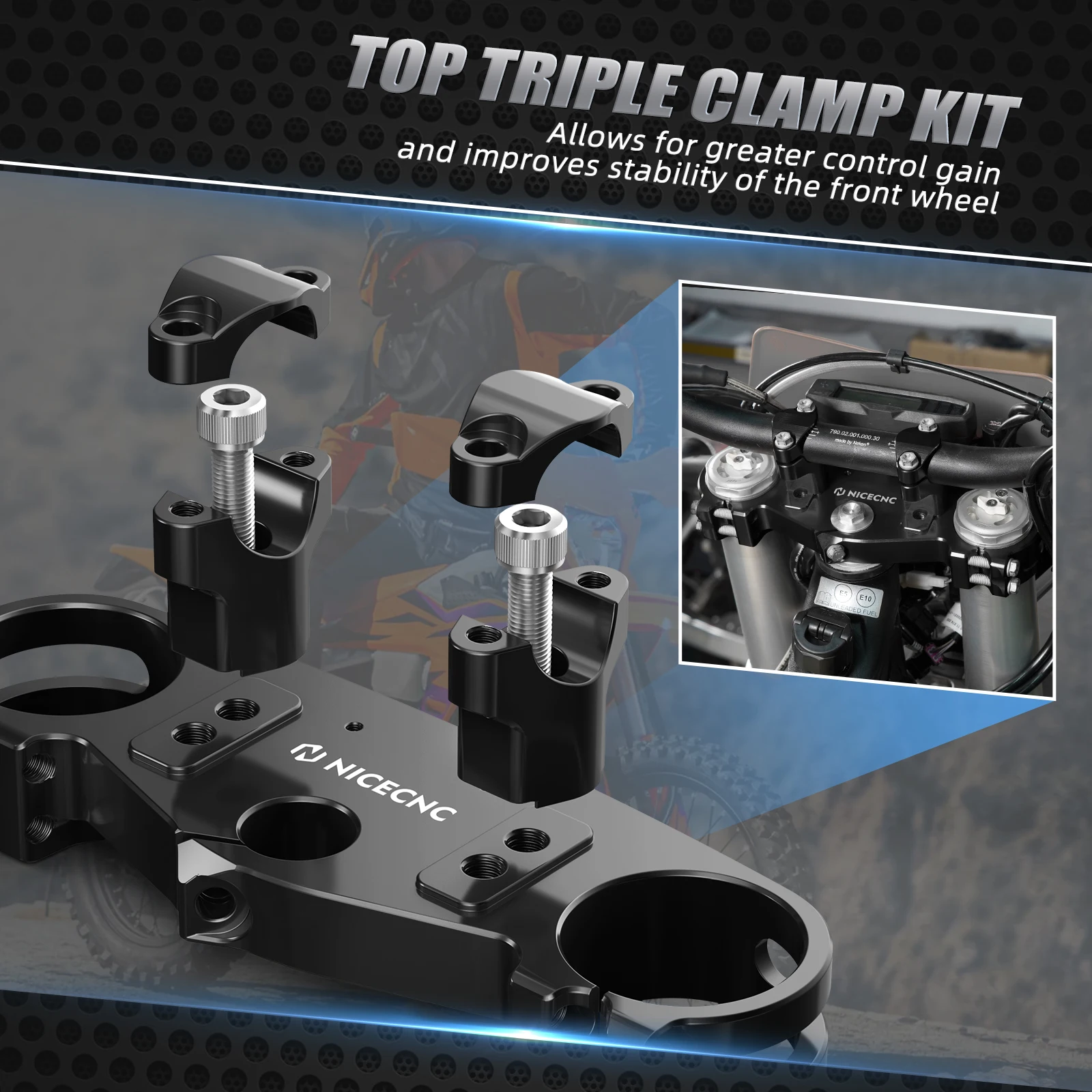 Braçadeiras do guidão Riser para Husqvarna, Top Triple Tree Clamp, KTM EXC 300 EXC-F 250 350 XCW, 2024, TE 250 TE 250 FE