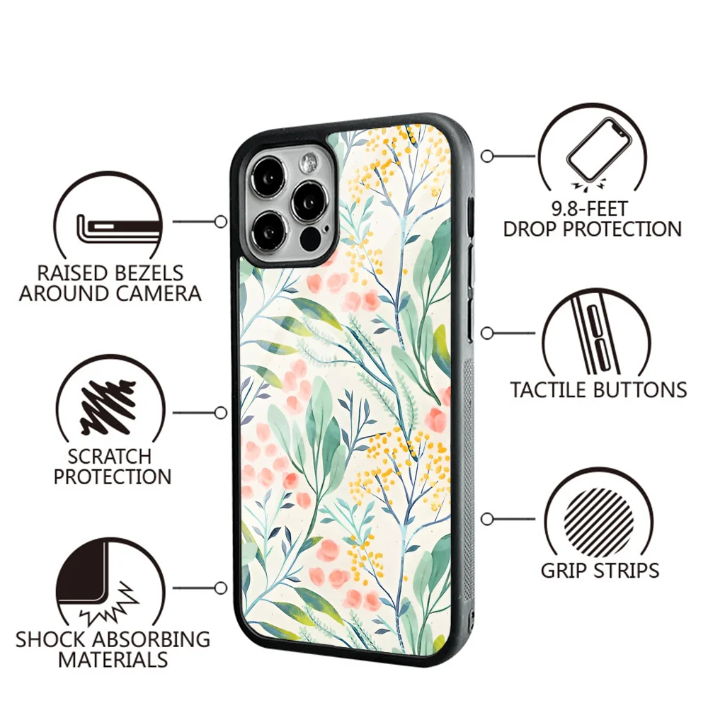 Botanical Garden Phone Case For IPhone 16 16pro 16plus 16promax Pro Plus Max Mirror Acrylic PC TPU Cover