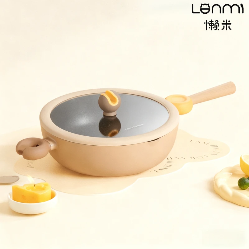 

LANMI Maifan Stone Non-Stick Pan, Household Multi-Functional Integrated, Suitable for Open Flame and Induction Cookers, 28cm