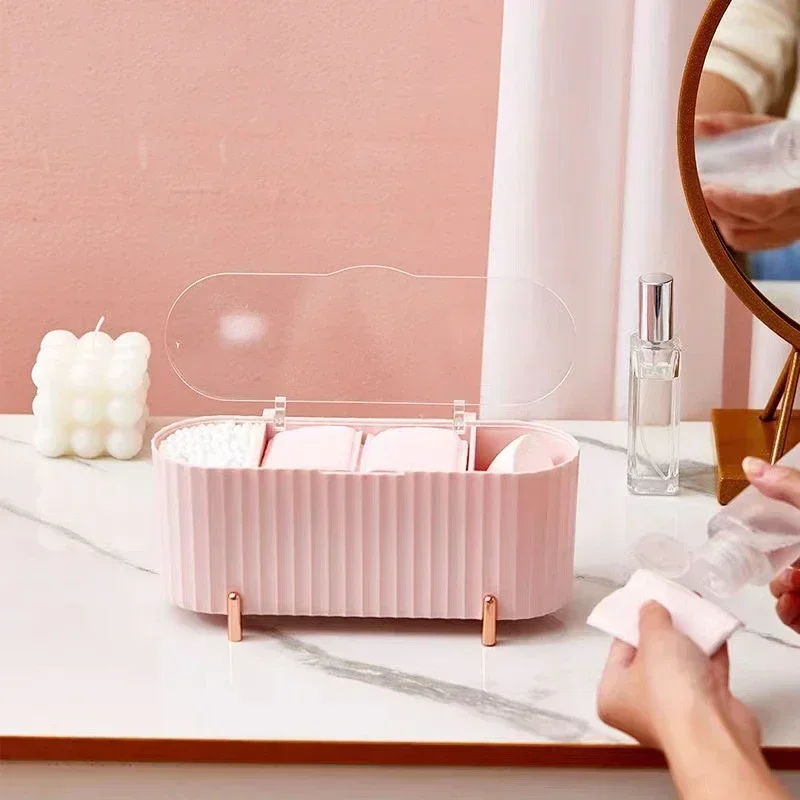 

Desktop Makeup Brushes Transparent Cotton Pads Beauty Egg Organizer Cosmetic Organizer Cotton Swabs Storage Case