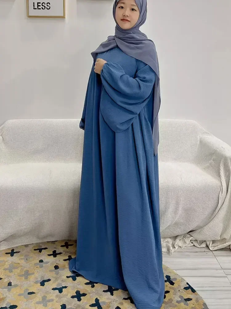 Plain Prayer Abaya for Women Balloon Sleeve Muslim Long Dress Islam Abayas Ramadan Loose African Dresses Dubai Hijab Robe Kaftan