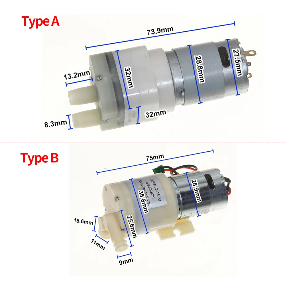 DC 9V 12V Self-priming Pump Dual Hole High Flow Diaphragm Pump Water Purifier Water Dispenser 385 Motor Pump