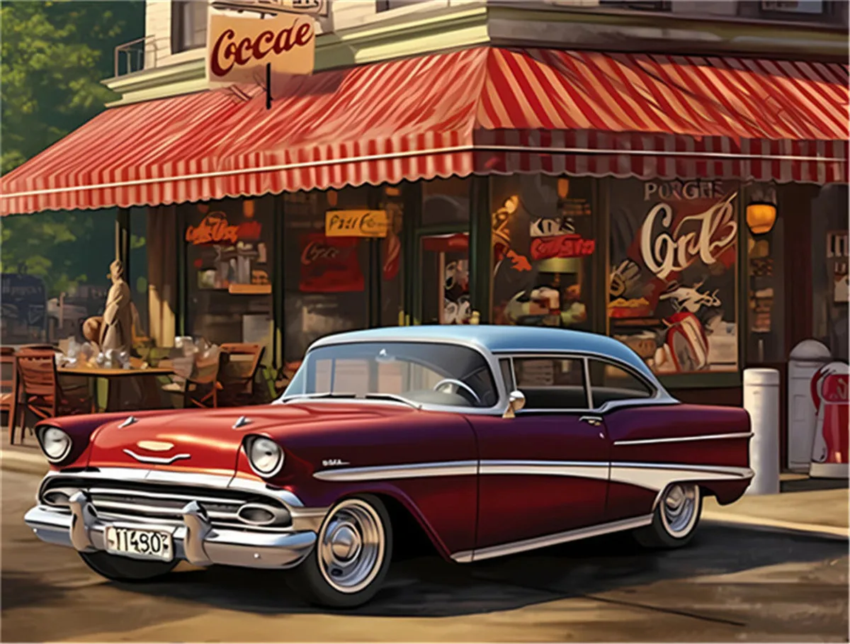 

Пазлы для взрослых, 300 500 шт., пазлы Coffee Shop-Americana Car Stop Restraunt Formation, деревянные игрушки для семей своими руками