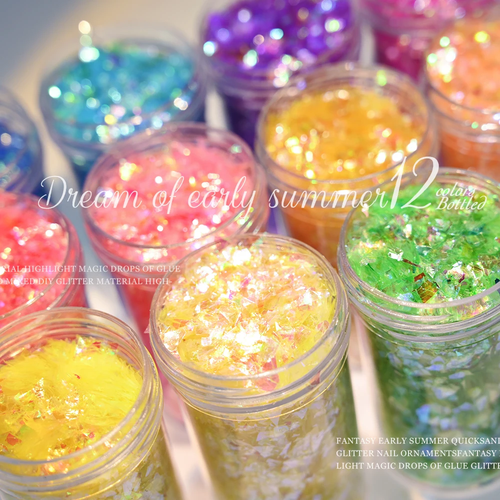 12 Colors Nail Art Glitter Sequins Glass Irregular Mermaid Nail Sequins Supplies Holographic Nail Glitter Flakes for DIY Face 20