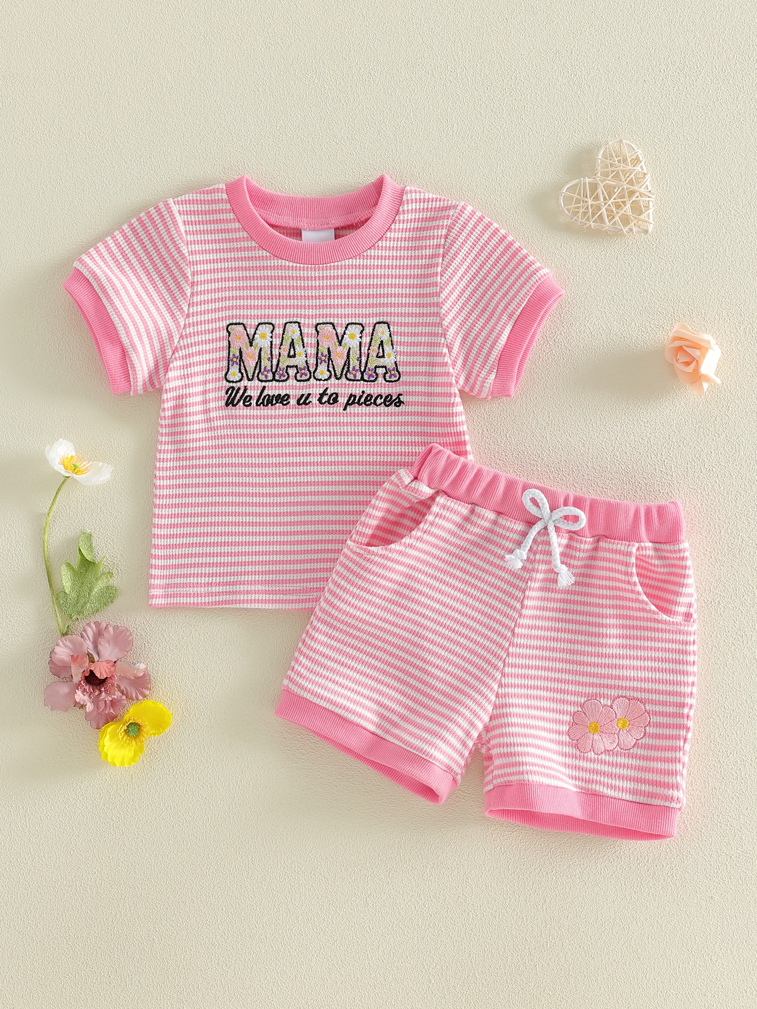 

Toddler Girls Floral Print Ruffle Sleeve Top and Shorts Set with Bow Headband Summer Outfit for Mother s Day