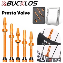 BUCKLOS 2PC F/V Tubeless Valves CNC Aluminum Alloy Road Bike Presta Tubeless Valves Durable Bicycle Valves 40mm 44mm 55mm 60mm