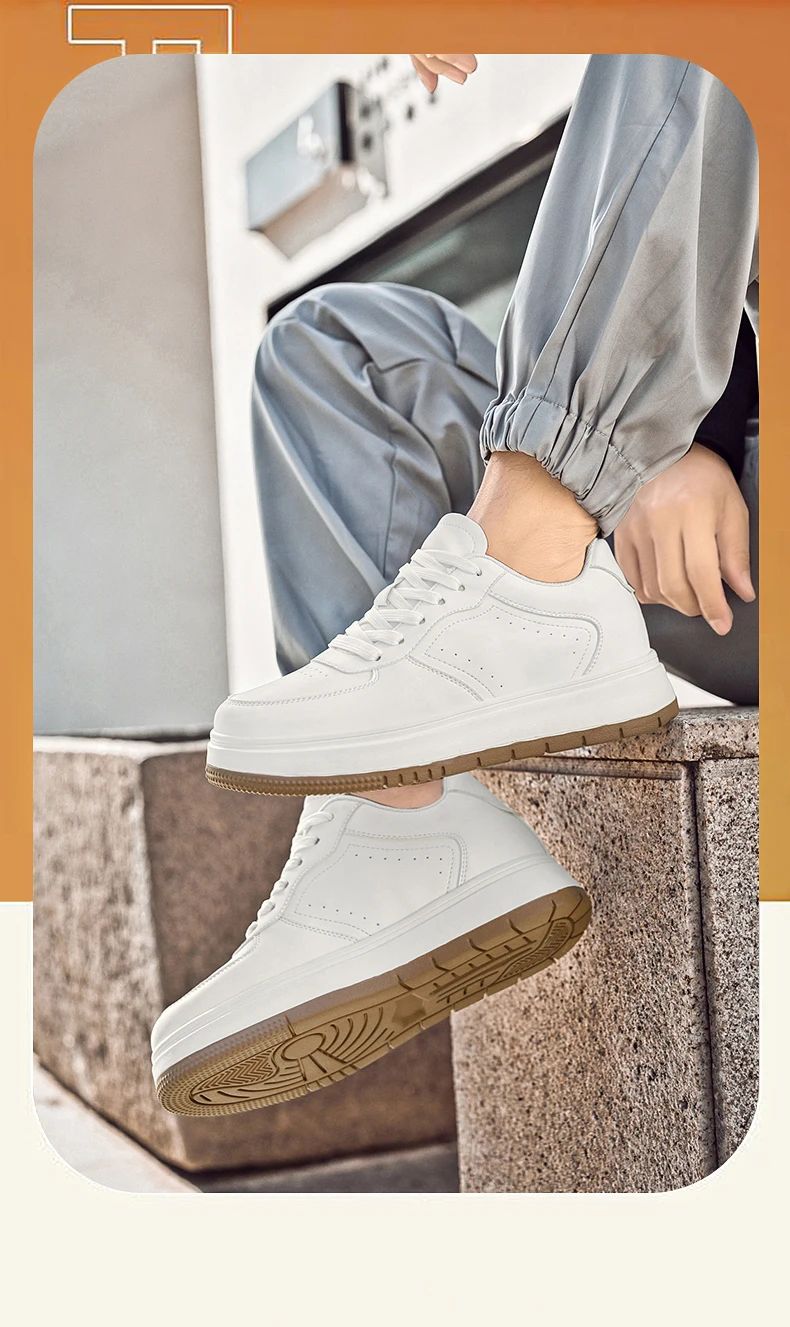 New Height-increasing Shoes for Men: 10CM-8CM-6CM Invisible Height-increasing Sports Shoes, White Sports Shoes, Large Size 37-44