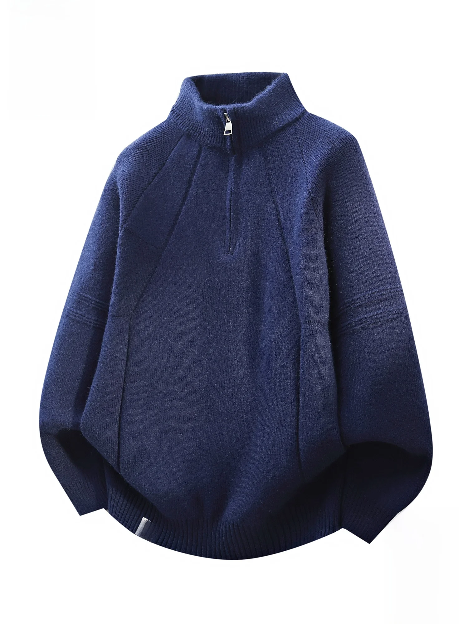 

PaulFrank Men's Casual Knitted Sweater Pure Color f Zipper Autumn Winter Warm Polyester Fiber Long Sve Stand Collar Top