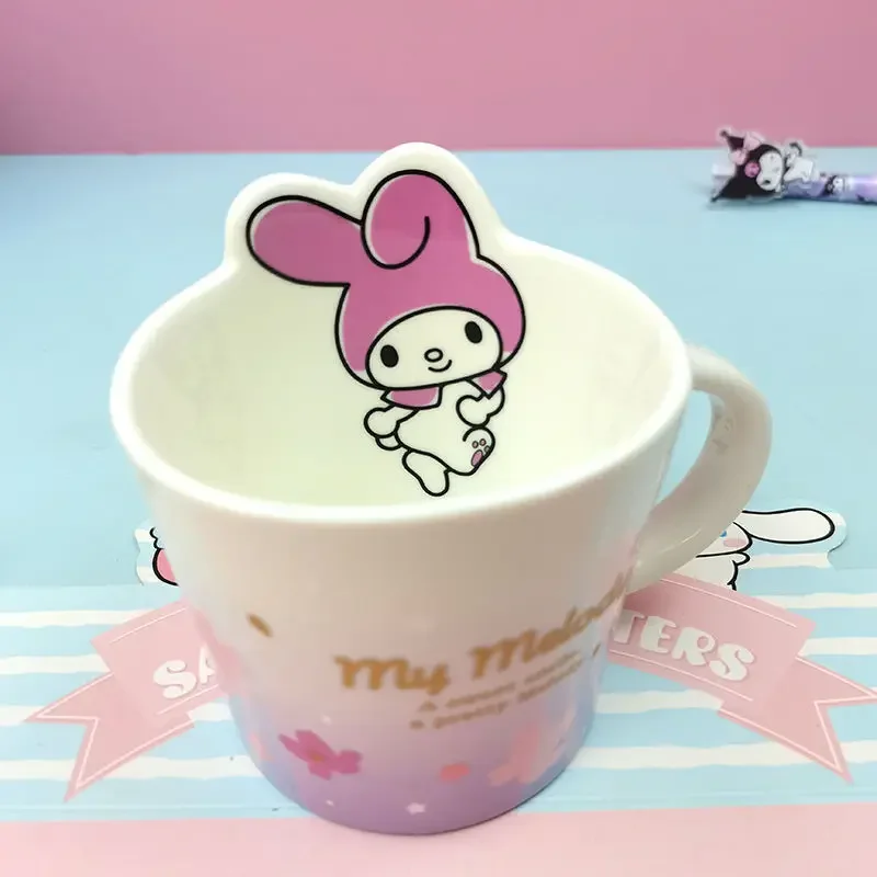 Sanrio Hello Kitty Ceramic Water Cup, Copos criativos, Anime Desenhos Animados, Adorável e Requintado, Café Criativo Leite, Minha melodia Kuromi