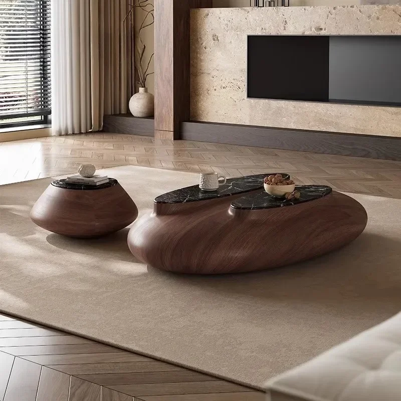 2025 new North American black walnut leather living room cobblestone surprise quiet wind