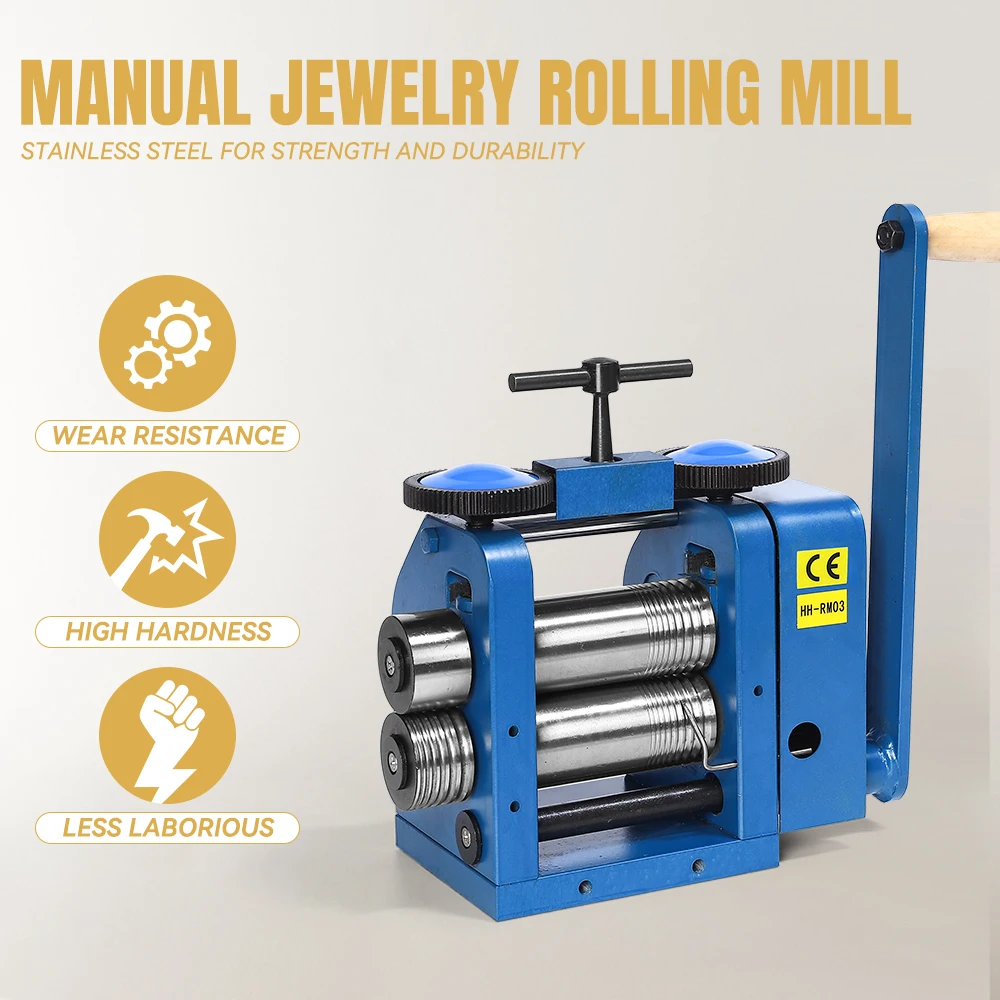 KATWAY Rolling Mills Gear Ratio 1:5.3 Manual Combination Metal Jewelry Sheet Square Semicircle Pattern Wire Roller Mill HH-RM03