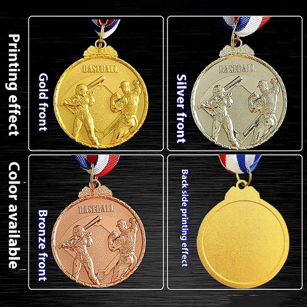 10Pcs Baseball Medals Award Medals 5cm Competition Prize Medals with Neck Ribbon Baseball Memorial Medal for Baseball Race