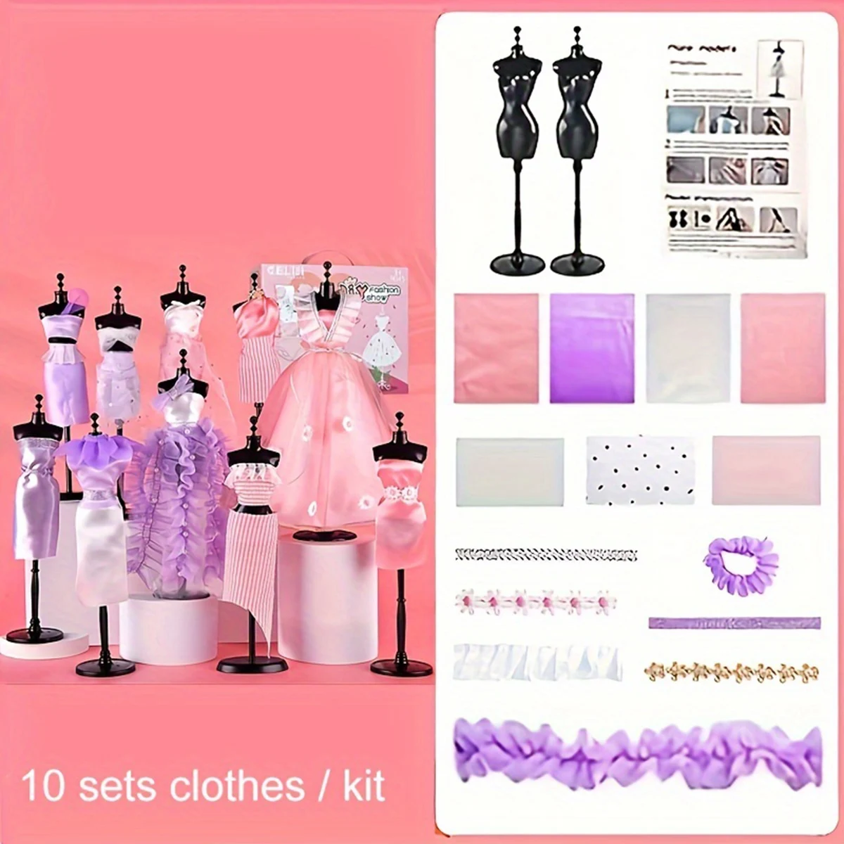 Kit de diseñador de moda para niñas, bricolaje, pasta creativa, artesanía artística sin hilo de aguja, regalo de cumpleaños, Halloween, Navidad y Acción de Gracias