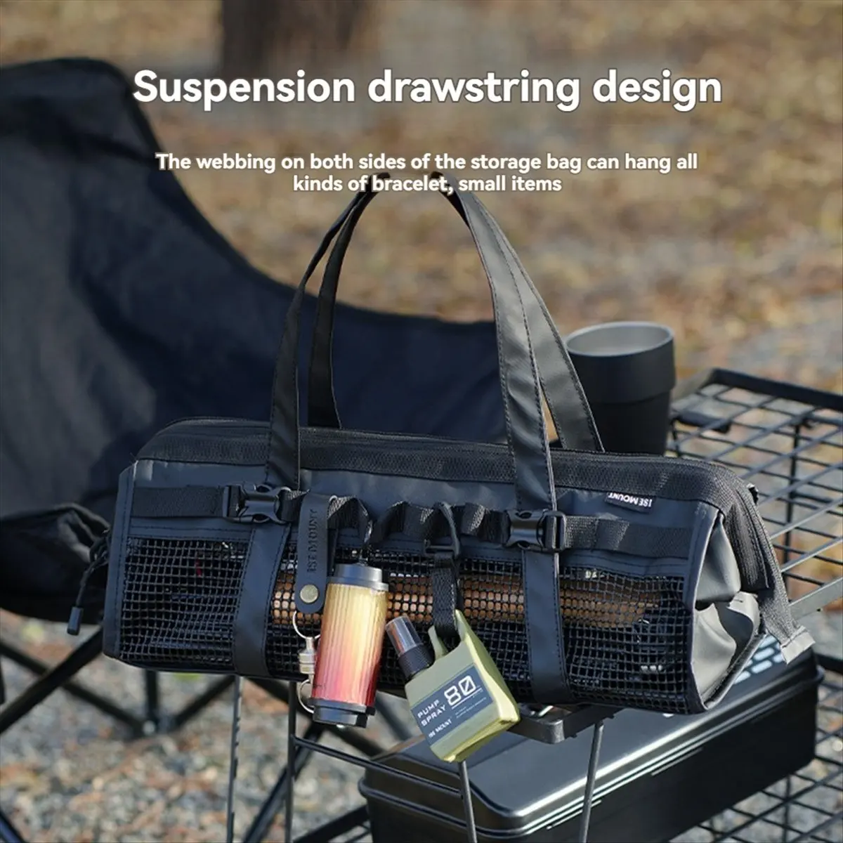 【Multifunctional】 Camping Tool Bag Large Capacity Tent Peg Nail Net Storage Bag Hammer Wind Rope Folding Tote Bag