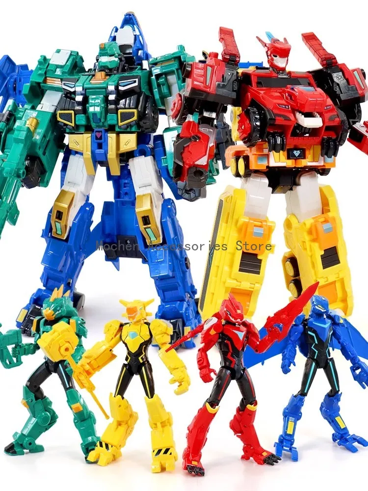 4 in 1 Quantum Troops QUANTUAM HEROES METATRON Mecha Deformation Model Ornaments Chariot Toys Transform Combined Robot Figures