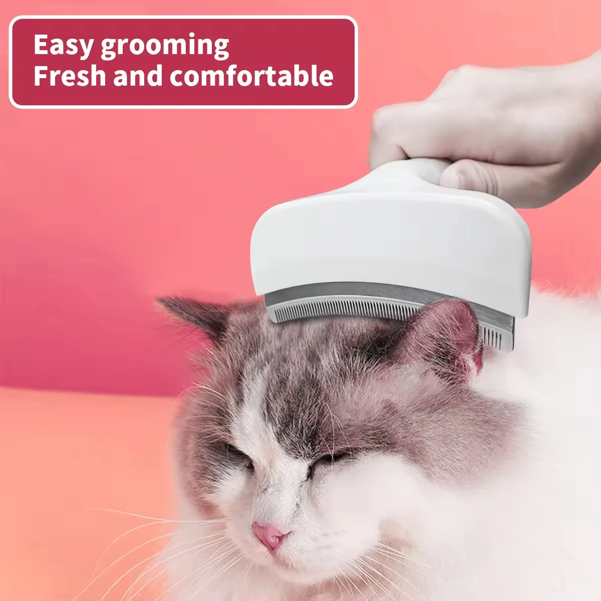Cepillo Slicker de Acero Inoxidable con Mango Ergonómico, Herramienta Antienredos para el Cuidado de Mascotas con Pelo Largo o Corto