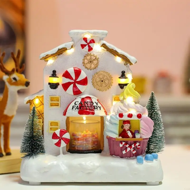 KX4B Christmas Candy House Display with Lights and Musical Accompaniment Ornament