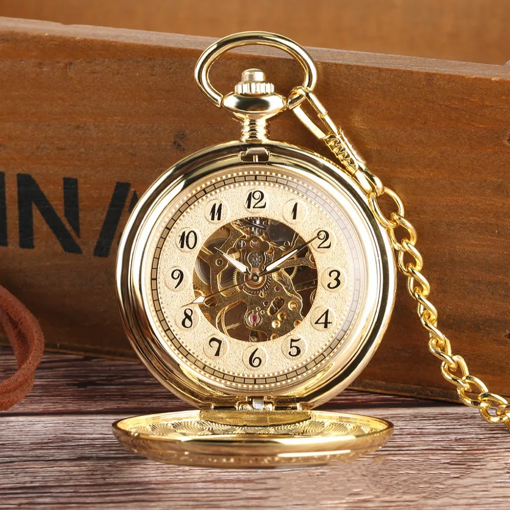 Mechanical Hand Winding Pocket Watch Blue Roman Numerals Display Transparent Cover Antique Silver Fob Pendant Pocket Clock