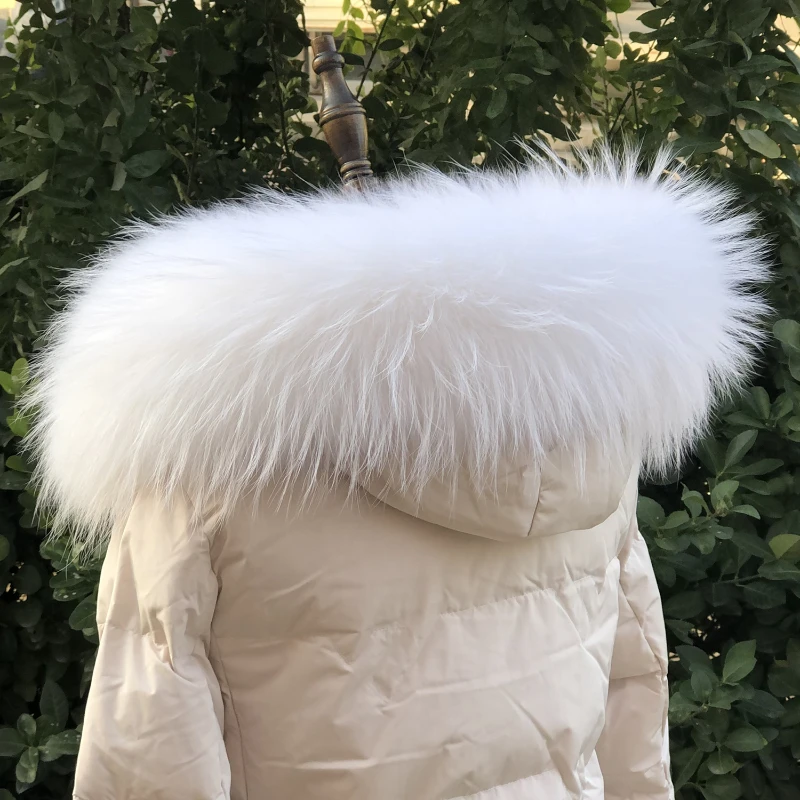 Real Raccoon Fur Collar For Winter Coat Hood Decor Furry Fur Collar Women Men Real Fur Shawl luxury Warm Large Size Fur Scarf