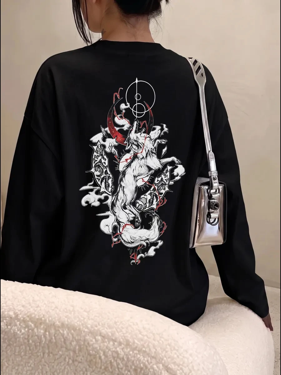 New women's high-quality long sleeved top with fashionable printed loose fit, a must-have for all seasons.