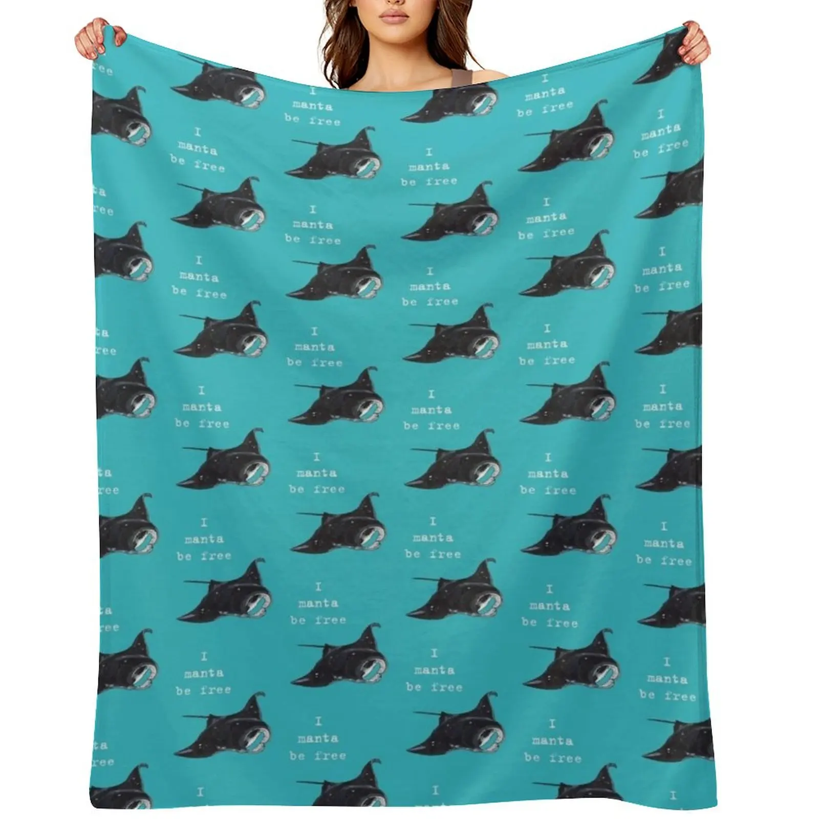 

Manta ray - Animal series Throw Blanket Plaid on the sofa Decorative Sofa For Decorative Sofa Flannel Fabric Blankets