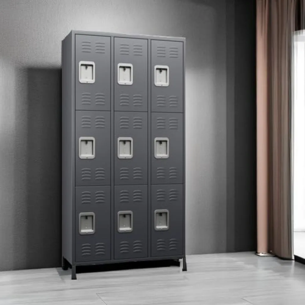 9Doors Storage Locker Combination with 27Hooks,Double Tier Metal Locker for School Office Gym Home Employees Staff Sundries Room