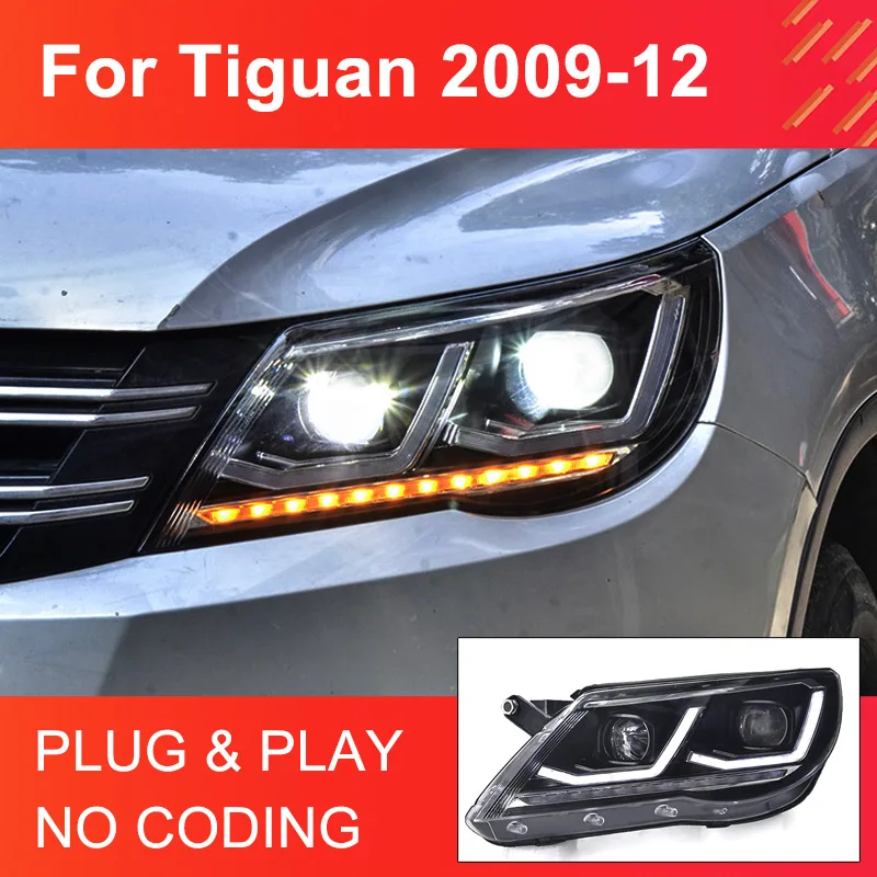 

1 Pair Car Headlight Assembly for VW Tiguan 2009-2012 Headlights Plug and Play with LED DRL Dynamic Turning Front Headlights