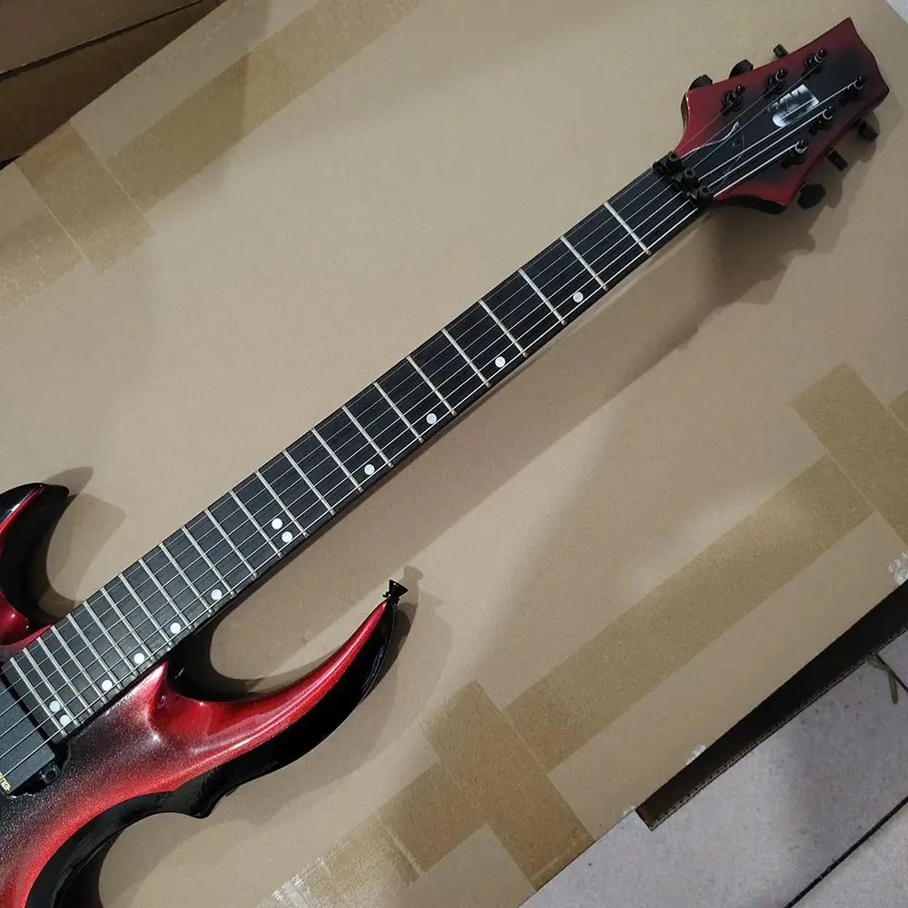 Guitare en forme de cercle noir et rouge pour gaucher, micro actif, besoin de plus d'images, contactez le vendeur, livraison rapide, en stock