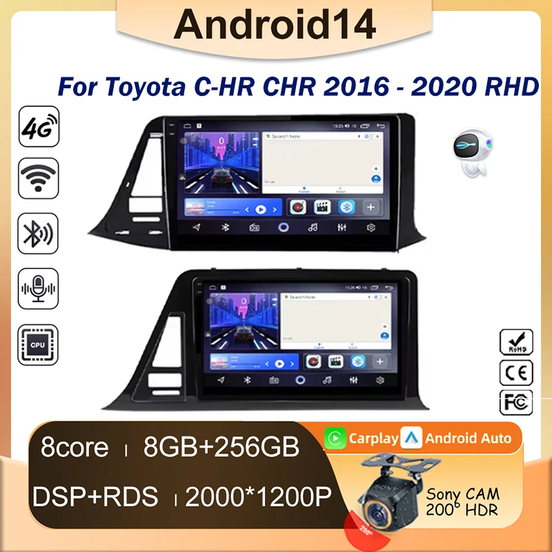 

Android Auto For Toyota C-HR CHR 2016 - 2020 Car Radio Multimedia Video Player GPS navigation 2Din Android Carplay Stereo DVD 4G