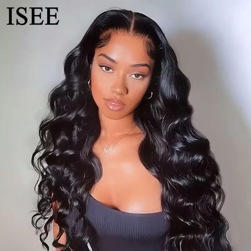 ISEE Hair Wear And Go Body Wave Lace Front Wig Pre Bleached Knots 6x9 M cap Lace Glueless Wig Human Hair Pre Cut PrePlucked