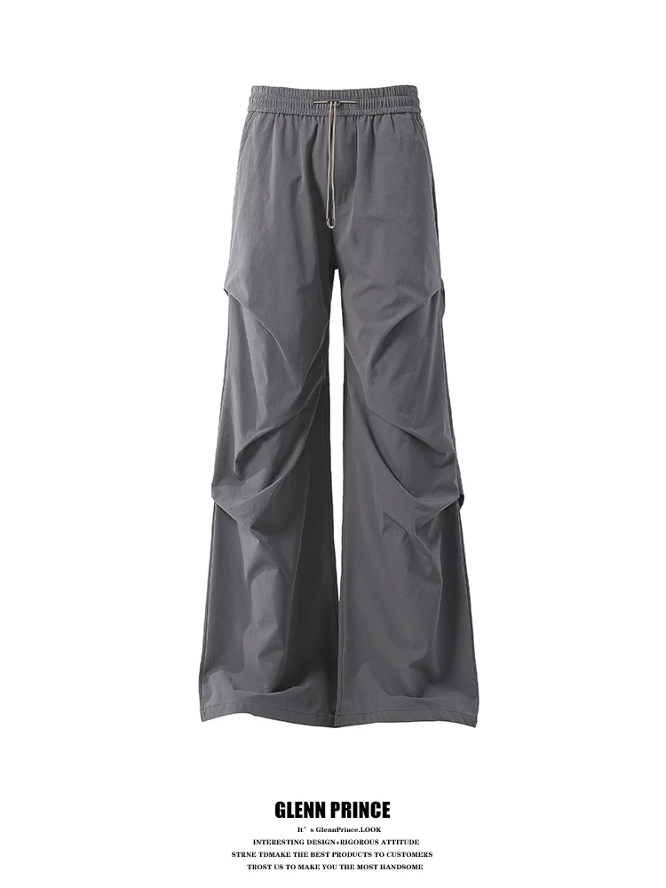 

Мужские повседневные брюки с прямыми штанинами GPstudio, американская уличная одежда, сложенные однотонные спортивные осенние широкие длинные брюки на открытом воздухе