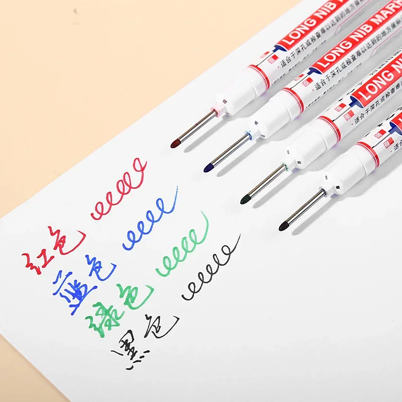 8/10 قطعة مقاوم للماء علامات طويلة الرأس حفرة عميقة قلم تحديد للمعادن نجار أحمر/أسود/أزرق/أخضر/أبيض الحبر أدوات النجارة