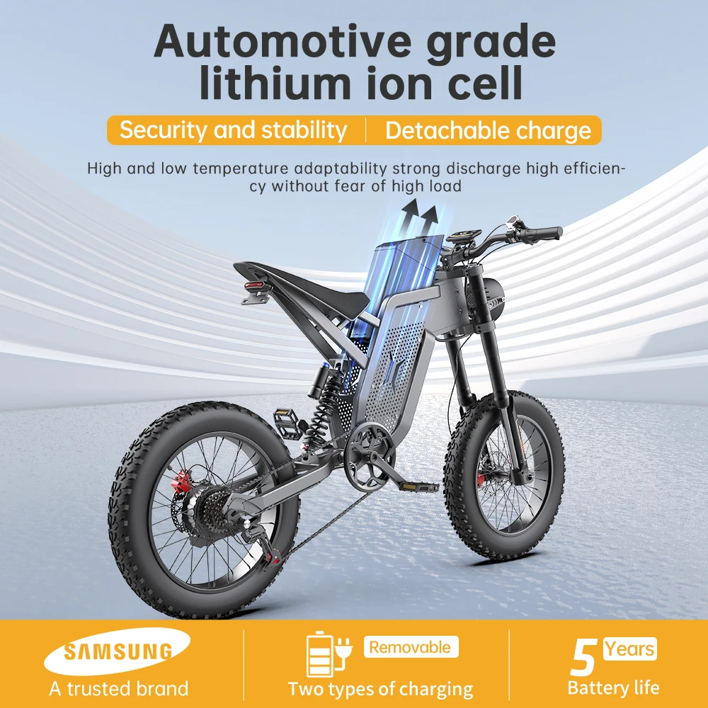 EKX-X21 Electric Motorcycle with Samsung Battery, Cross-Country Mountain Electric Bike, 20 