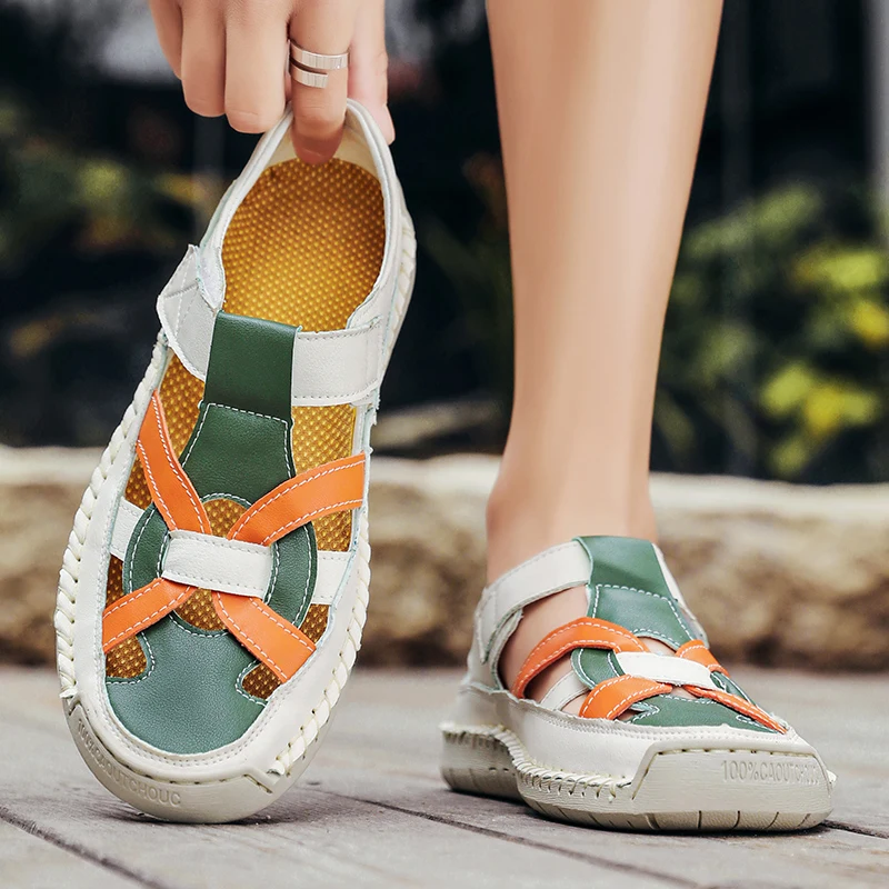 Fashionable Summer New Men's Comfortable Non Slip Sandals Outdoor Men's Round Head Braided Breathable Soft Bottom Beach Shoes