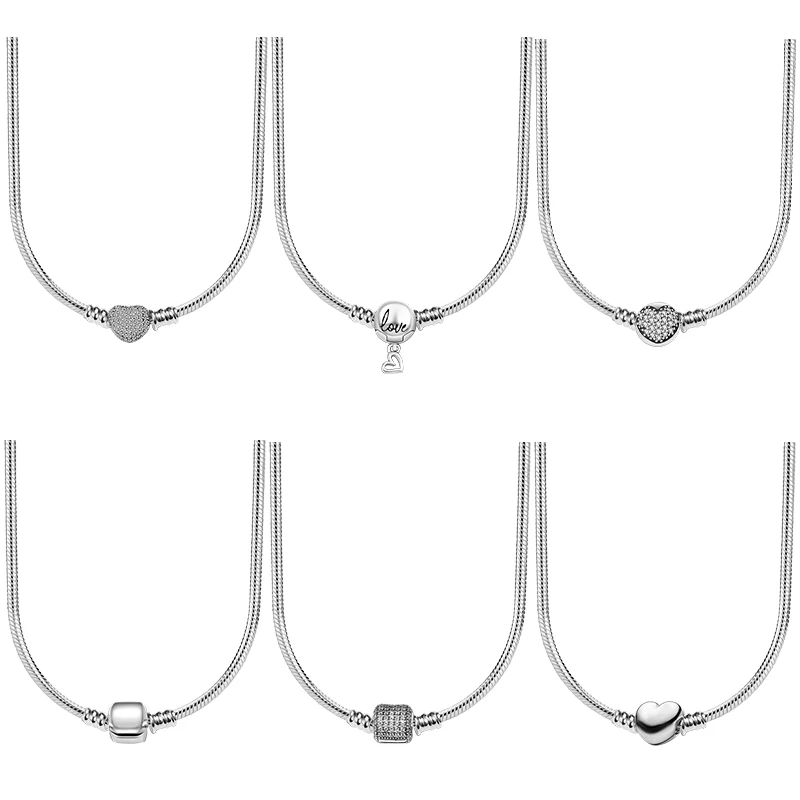 2024New Hot Sale 925 Sterling Silver Classic Heart Shaped Women's Necklace Suitable for Pendant Fashion Pendant Jewelry DIY Gift