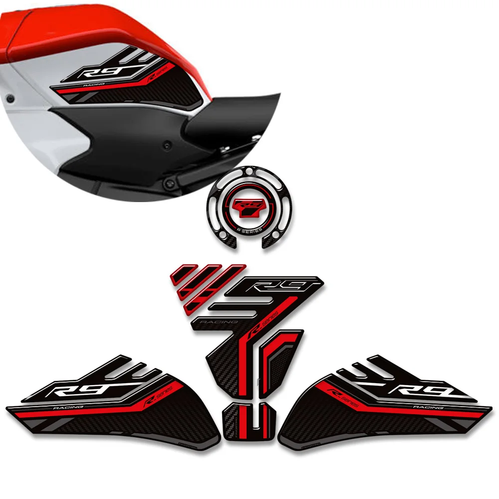 Motorcycle Tank Pad Stickers For Yamaha YZF-R9 YZFR9 YZF R9 Tank Pad Cap Grips Gas Fuel Kit Knee Decals Protection 2025 2026