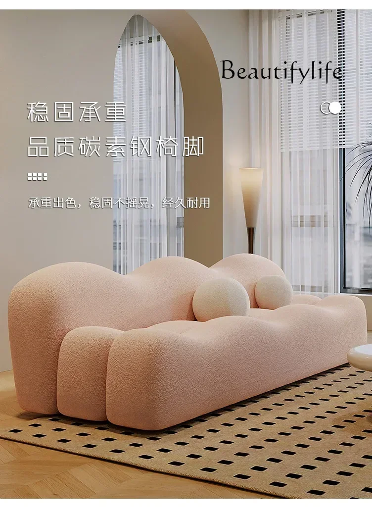 أريكة ذات صف مستقيم على الطراز الكريمي لغرفة المعيشة B & B أريكة غرفة نوم وردية اللون #6