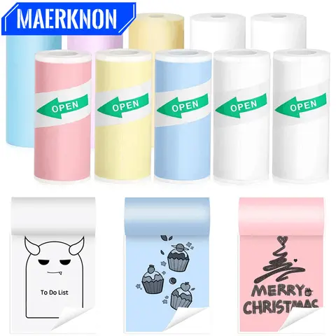 미니 휴대용 프린터 감열지 HD 57*25mm 범용 자체 접착 롤 종이 라벨 스티커 전화 인쇄 그림 사진