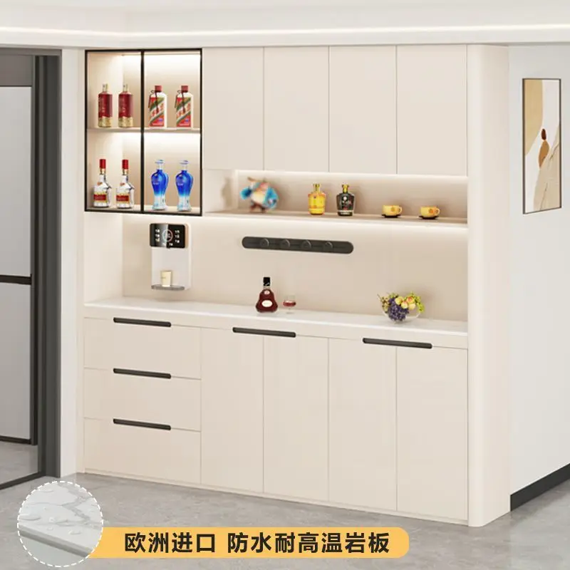 Display cabinet, dining side cabinet integrated against the wall