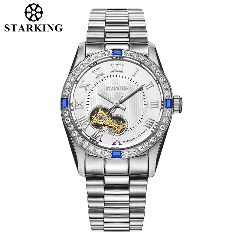 

starking Men's Watch diamond-set automatic mechanical watch with 8N24 movement sapphire glass business watch