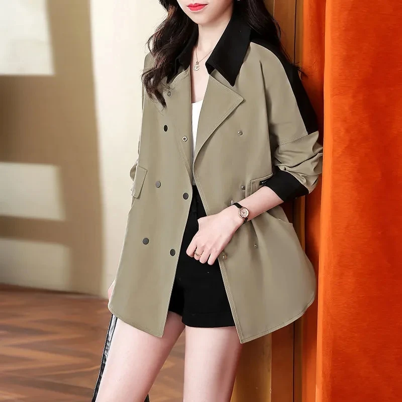 

2023New Spring Autumn Trench Coat Women Short Double-Breasted Women Trench Coat Overcoat Windbreaker Female Outerwear Tops E382