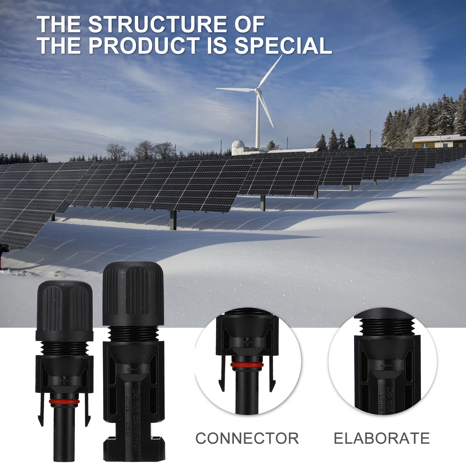 

8Pcs Photovoltaic Cable Connector Adapter High Efficiency Waterproof Solar Panel Connectors for Harsh Environment Installation