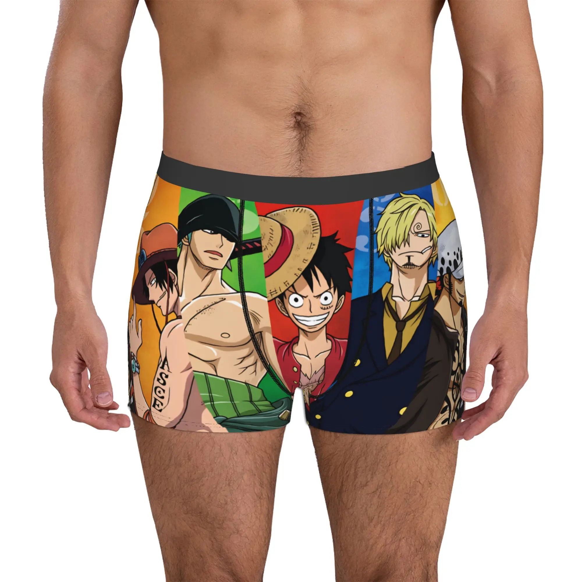 Novelty Luffy One Piece Portgas D Ace Boxers Shorts Panties Male Underpants Breathable Sanji Trafalgar Law Briefs Underwear