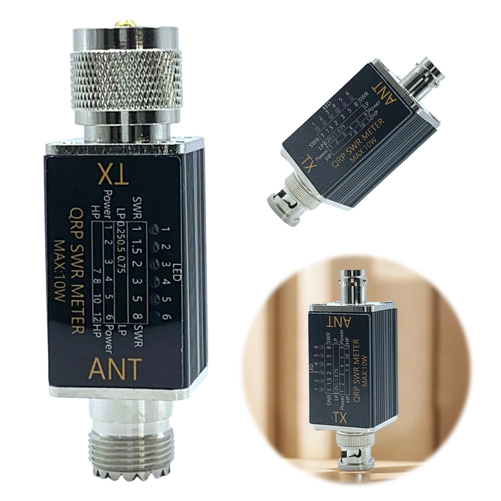1- 30mhz 10W 6 LED SWR Meter Mini Power & SWR Meter No Batteries Required Shortwave Standing Waves Indicator Portable SWR Meter