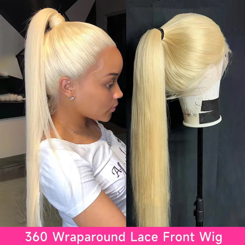 250 300 Density Straight Blonde 613 Lace Frontal Wig 13x6 Brazilian Human Hair Wigs for Women 38inch 13x4 Lace Front Colored Wig image 2