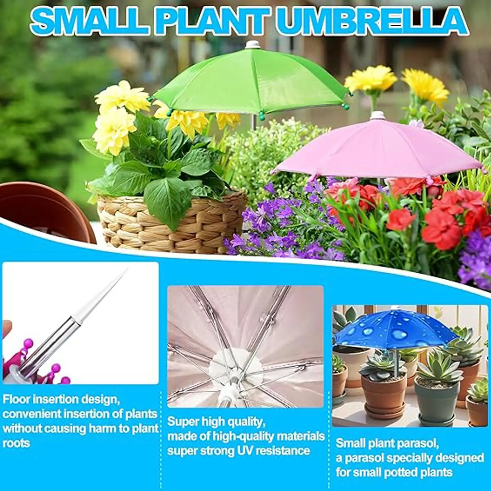 Umbrella for Plants Outdoor Small Sun Protection Parasol Shade for Flowers Pots Garden Patio Balcony Porch Seedling Plant Cover