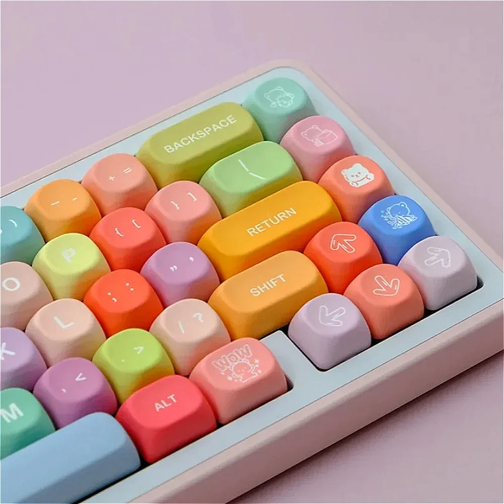 141 Keys, Gummy Bear Theme, Color PBT Five-sided Sublimation Keycap KOA Shape, Suitable for MX Switch Game Mechanical Keyboard