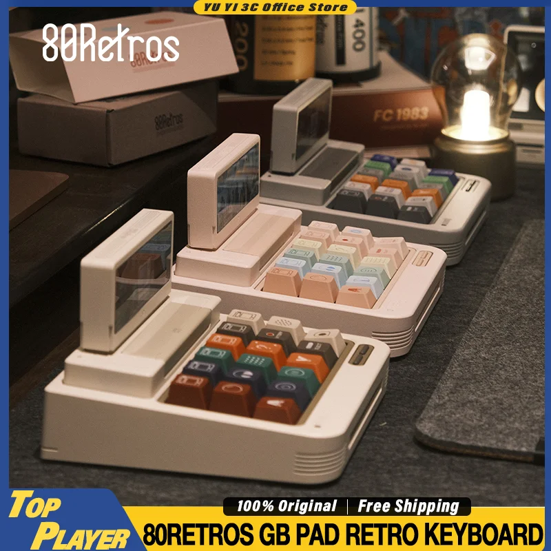 

80Retros GB PAD Ретро Мини-клавиатура FC GB Стиль Колпачки клавиш Алюминий с ЧПУ BT 2,4G Беспроводная поддержка QMK Индивидуальный переключатель с возможностью горячей замены