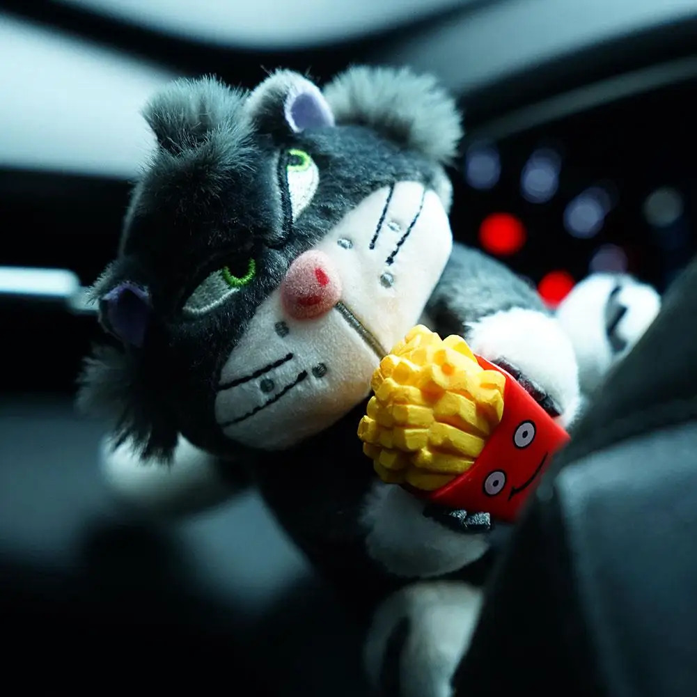 Cute Plush Kitten Car Ornaments Auto Interior Easy Installation Decorative Embellishments Plush Toys Personalized Auto Interior